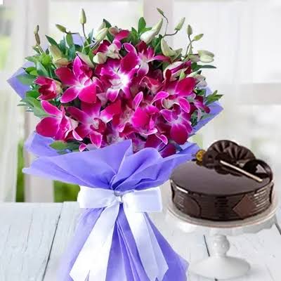 Orchid Bouquet & 1/2kg Cake