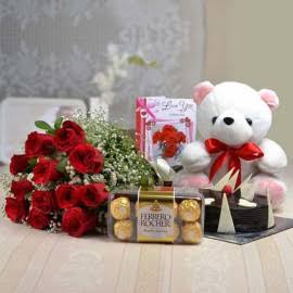 12 Roses+1/2kg Cake+Teddy+16pcs FR Box