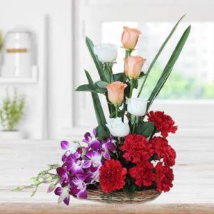 Arrangement of Orchid, Carnation & Roses